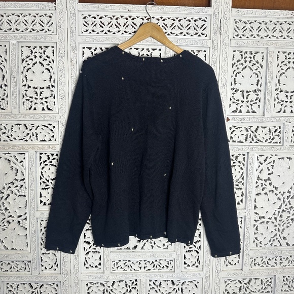 Vintage Appleseeds Black Angel Festive Holiday Cherub Button Up Cardigan Sz XL - Picture 5 of 7